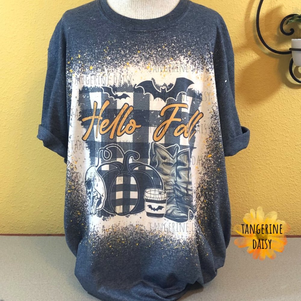 NEW ADULT UNISEX LARGE Handmade "Hello Fall" Tee